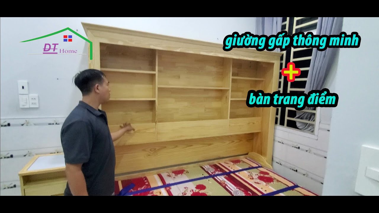 Giường gấp thông minh đa năng kết hợp bàn trang điểm